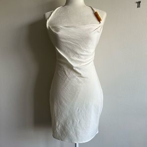 NWT ZARA White Fitted Halter Mini Dress